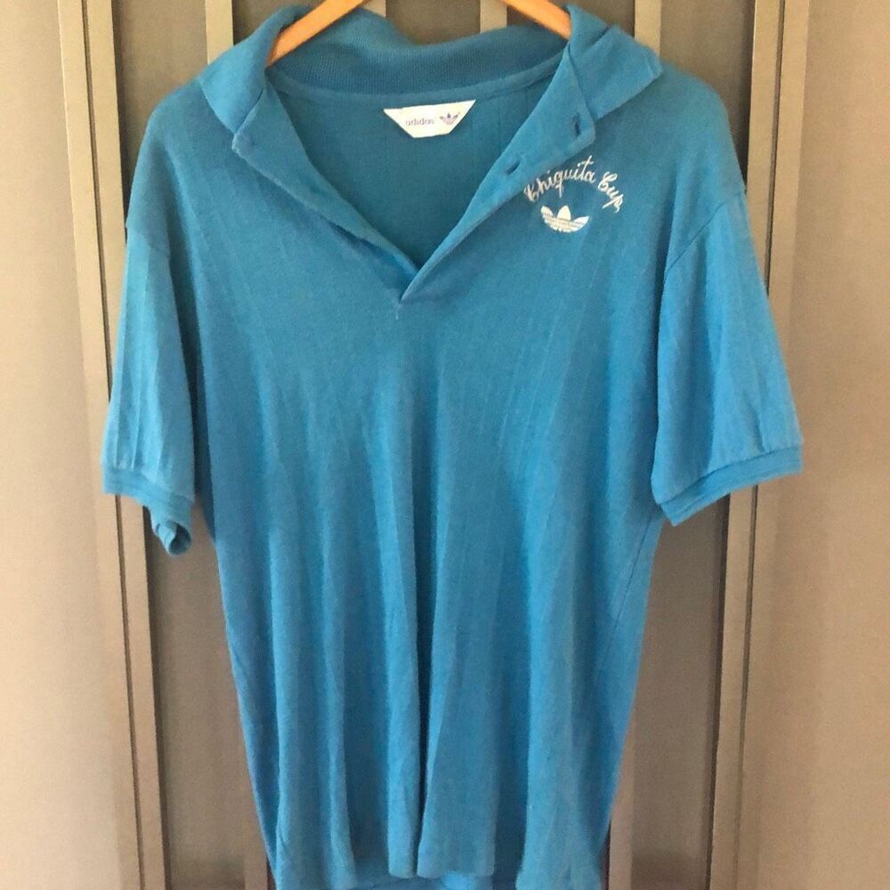 Vintage Adidas Chiquita,โcup polo T-shirt, blue L